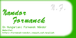 nandor formanek business card