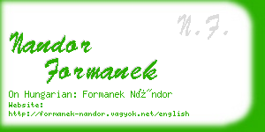 nandor formanek business card